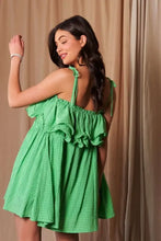 Davi & Dani Textured Jacquard Checker Fabric Ruffled Dress Casual Dresses