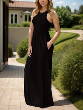 Pocketed Round Neck Sleeveless Dress Woman Maxi Dress
