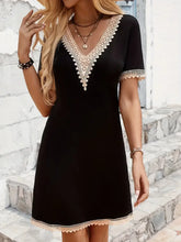Boho Lace Trim V-Neck Mini Dress Casual Dresses