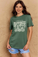 Simply Love Full Size CREATE HAPPINESS Graphic Cotton T-Shirt Dark Green