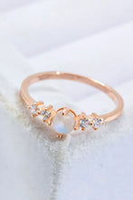 Natural Moonstone and Zircon 18K Rose Gold-Plated Ring Rings