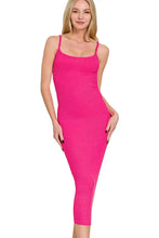 Zenana Ribbed Bodycon Midi Dress HOT PINK Casual Dresses