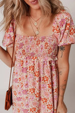 Floral Square Neck Knotted Ruffle Midi Dress Casual Dresses