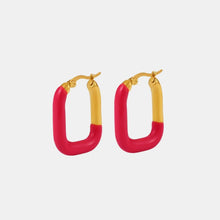 Stainless Steel Drip Oil Contrast Earring Hot Pink Gold One Size