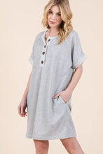 BOMBOM Casual Contrast Trim Henley Dress Casual Dresses