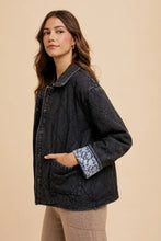 Annie Wear Quilted Printed Lining Snap Down Denim Jacket Woman Outerwear