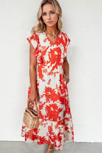 Floral V-Neck Summer Midi Dress Woman Casual Dress