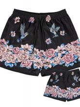 Men's Plus Size Drawstring Printed Shorts Black