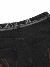 Men's Raw Hem Denim Bermuda Shorts with Contrast Cuffs Denim Shorts