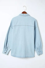 Plus Size Snap Down Pocketed Denim Jacket Woman Outerwear