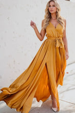 Surplice Tie Waist Maxi Dress Gold