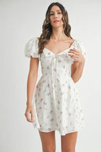 MABLE Floral Print Puff Sleeve Mini Dress Casual Dresses