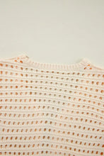 Peach crochet cardigan with openwork open front and slightly stretchy ribbed edges