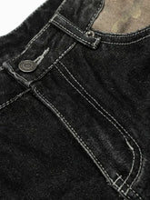 Men's Distressed Camo Panel Denim Shorts Denim Shorts