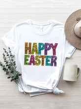 HAPPY EASTER Round Neck Short Sleeve T-Shirt White
