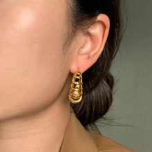 Stainless Steel Cutout C-Hoop Earrings Gold One Size