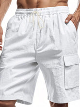 Men's Full Size Drawstring Shorts with Cargo Pockets Plus Size White