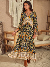 Floral V-Neck Midi Dress Woman Maxi Dress