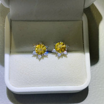 2 Carat Moissanite 925 Sterling Silver Stud Earrings Gold One Size