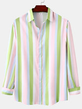 Men's Striped Long Sleeve Button-Up Shirt Stripe