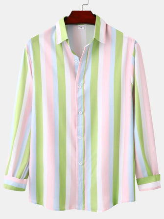 Men's Striped Long Sleeve Button-Up Shirt Stripe