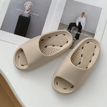Open Toe Platform Slippers Beige Woman Slippers
