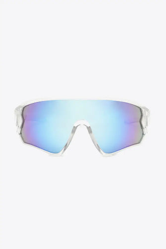 Polycarbonate Shield Sunglasses Light Blue One Size Sunglasses