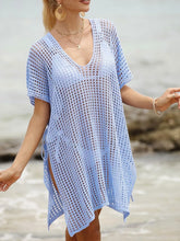 Side Tied V-Neck Cover-Up Light Blue One Size