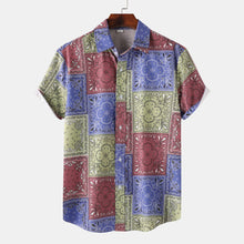 Men's Printed Short Sleeve Button-Up Shirt Multicolor