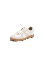 Lace Up Round Toe Flat Sneakers Beige Woman Sneakers