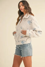 MABLE Floral Embroidered Fleece Teddy Jacket Woman Outerwear