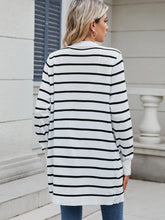 Striped Open Front Cardigan with Relaxed Fit