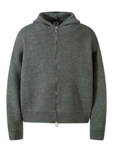 Men's Textured Knit Zip-Up Hooded Cardigan Gray