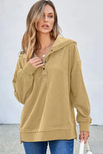 Half Snap Long Sleeve Dropped Shoulder Hoodie Woman Sweatshirts