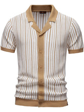 Men's Stripe Button Down Cardigan Khaki