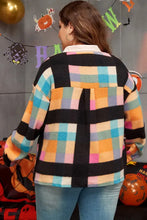 Plus Size Color Block Half Snap Long Sleeve Sweatshirt Woman Sweatshirts