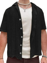 Men's Full Size Button Down Short Sleeve Shirt Plus Size Black Mens Tops