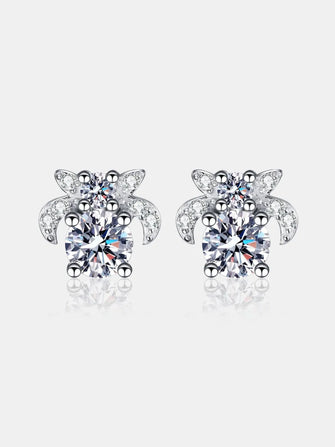 1 Carat Moissanite 925 Sterling Silver Stud Earrings Silver One Size