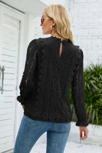 V-Neck Flounce Sleeve Lace Top Woman T Shirts