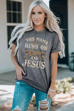Slogan Graphic Round Neck Tee Mid Gray Woman T Shirts
