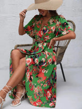 Printed Surplice Short Sleeve Maxi Dress Woman Maxi Dress