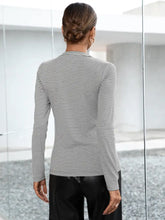 Ivy Lane Striped Buttoned V-Neck Long Sleeve Top Woman Blouses