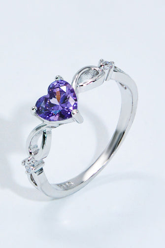Crystal Heart 925 Sterling Silver Ring Silver