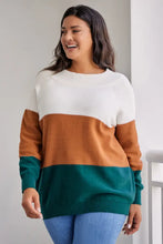 Plus Size Color Block Long Sleeve Sweater Caramel Sweater Pullovers