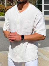 Men's Plus Size Chest Pocket Button Down Shirt White