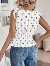 Bow Print Tie Shoulder Tank
