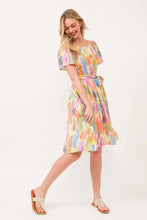 Lime 'N' Chili Watercolor Print Tie Front Midi Dress Casual Dresses