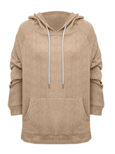 Full Size Drawstring Long Sleeve Hoodie Woman Sweatshirts