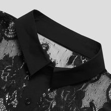 Men's Lace Button Down Long Sleeve Shirt Mens Tops