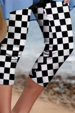 Checkered Skinny Capris Woman Leggings